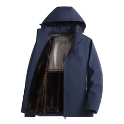 Men Graphene Fleece Lined Cotton Jacket Men Detachable Hat Windproof Parkas Men Winter Business Casual Thick Warm Hooded Parkas