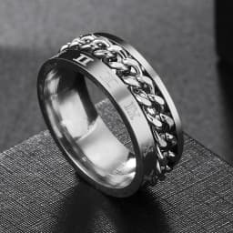 Anxiety Fidget Rings For Men Spining Titanium Stainless Steel Colorfully Spinner Rotatable Chain Jewelry Rotating Rings Men Gift