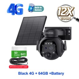 SHIWOJIA 4K 8MP Solar Camera 4G SIM/ WIFI Solar Security Camera 12X ZOOM Color Night Vision Surveillance PIR Monitor PTZ Camera