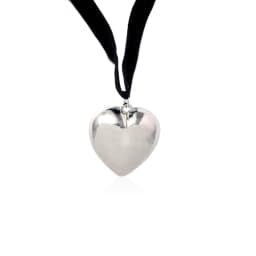 Women Large Puffed Heart String Choker Necklace Gothic Love Heart Pendant Layer Lace Rope Leather Chain Cool Y2K Party Jewelry