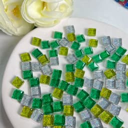 Mosaic Tiles for Crafts Blue Shine Assorted Color 50pcs Glass Glitter Mosaic Supplies Pieces Bulk Square Shape Home Decoration