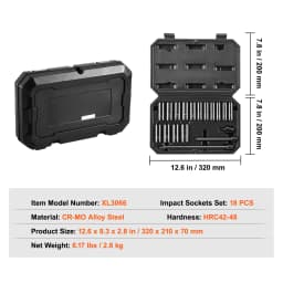 SucceBuy Drive Impact SocketSet Deep SocketSet Metric CR-V Alloy Steel for Auto Repair,Includes Storage Case Rugged Construction