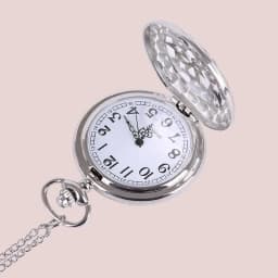 Silver Fine Chain Large Starry Hollow Classical Pocket Watch With Five Pointed Star Relief Hollow Retro Silver Pocket Watch