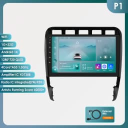 Hizpo Android 14 Car Radio for Porsche Cayenne 1 2002-2010 Multimedia Video Player 2din 4G Navigation Carplay Head Unit No DVD