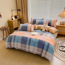 100% Cotton Brushed Quilt Cover Nordic Plaid Thickened Duvet Covers Soft Skin-Friendly Comfortable Single Double Blanket Cover