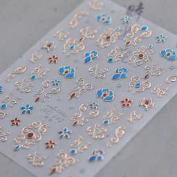 Elegant Gold Scepter 5D Nail Art Stickers Gorgeous Gemstone Luxury Courtly Pattern Necklace Frame Self Adhesive Manicure Decals