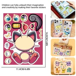 16Sheets Pokemon Make A Face Puzzle Stickers Pikachu Charizard for Kids Make Your Own DIY Game Children Cartoon Jigsaw Toys Gift