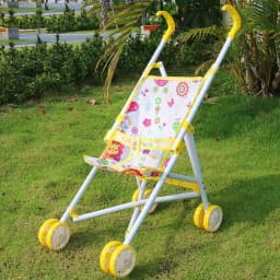 Dolls Pram Iron Foldable Baby Stroller Colorful Large Capacity Stable Lightweight Doll Handcart for Boys Girls