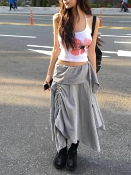 Korean Style Slimming Versatile Pleated High Waist Midi Skirt for Women Casual Polyester Fabric Silk Luster Commute