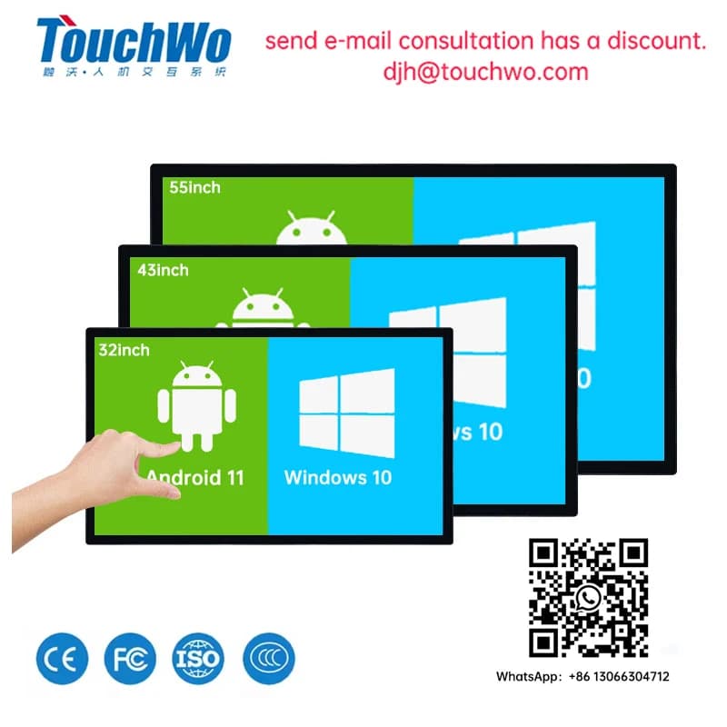 TouchWo 32 43 55 65" Interactive Whiteboard Touchscreen Monitor,All-in-One Touch Computer Smart Board For Office Classroom