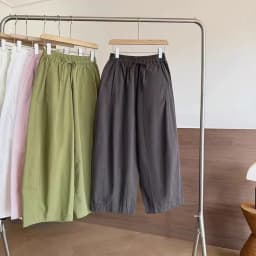 Women's White Elastic Waist Wide Leg Pants Summer Female Casual Loose Trousers