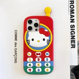 Phone Case for iPhone 17 Pro Max 16 15 14 13 Pro 12 Pro Max 3D Cartoon Hello Kitty Retro Phone Stereoscopic Soft Silicone Cover