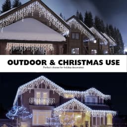 Christmas Decorations 2026 LED Curtain Lights 8 Modes 5-25m Outdoor Icicle Lights EU/US Plug In Street Festoon For House Decors