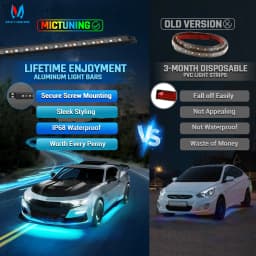 MICTUNING N8 Car Underglow Light Strips RGBW LED With Wireless App & Remote Dual Control Auto RGB Atmosphere Decorative Lamps