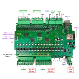 A16 ESP32 Development Programable Relay Board ESPhome Home Assistant Tasmota Arduino IDE RS485 I2C GPIO RF433Mhz Mosfet Output