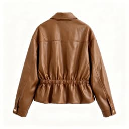 Guobioziy New Women's Classic Commuter Style Versatile High End Two Tone PU Leather Short Jacket Zipper Closure Polyester Fiber