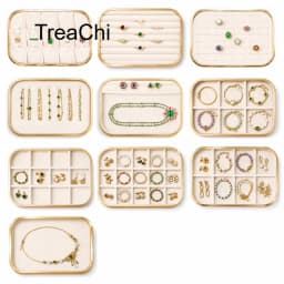 Pink Beige Gray Premium Metal Edge Inside Velvet Jewelry Tray Necklaces Rings Pendants Bracelets Storage and Display Tray