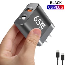 65W Type C USB GaN Charger US/EU Plug Quick Charge For iPhone Xiaomi Samsung Huawei Fast Charging 2 Ports Mobile Phone Adapter