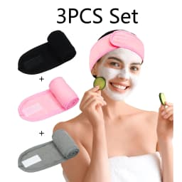 3Pcs Women'S Makeup, Face Wash, Solid Color Velcro Headbands, Sports Yoga Headbands, Spa Bathroom Headbands