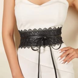 Boho Style Soft Lace Waist Belt Wide Self Tie Bow Tie Belt Wrap Around Cinched Waistband Corset Belt for Dresses