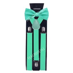 Suspenders Man Bowtie Solid Color Elastic PU Leather Suspenders For Man Belt Adjustable Straps For Wedding Bow Tie Accessories