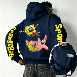 SpongeBob SquarePants Cartoon Anime 2026 New Spring and Autumn Men's and Women's Fashion Hooded Sports Hoodie