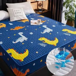 Cartoon Quilting Waterproof Fitted Sheet Cute Printed Padded Mattress Protector Skin-Friendly Non-Slip Mat with Elastic Band