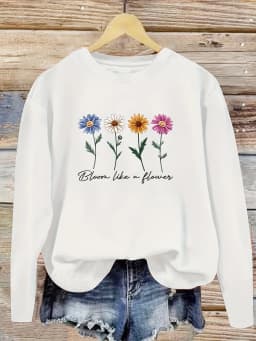Women's Autumn and Winter Loose Casual Comfortable Tree and Bird Design Printed Velvet Long-Sleeved Round Neck Hoodie Pullover
