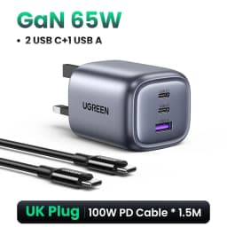 UGREEN UK Plug GaN 100W 65W Fast Charger QC 4.0 3.0 for Macbook Air Tablet iPhone 18 17 16 Pro Max Xiaomi USB Type C PD Charger