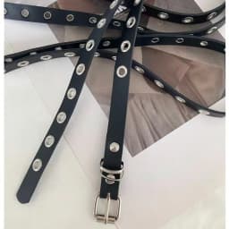 Women's American Vintage Belt New Double Loop Chain Rivet Eyelet Buckle Leather Belt Punk PU Leather Belts Rock Unique