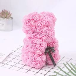 25cm Artificial Rose Teddy Bear with Gift Box, Romantic Valentine's Day Gift for Women, Ideal for Anniversary & Wedding