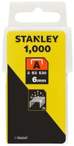 STANLEY 1000PCS 6mm A-Type Light Duty Staples 1-TRA204T