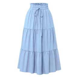 Women's Summer Solid Color Bohemian A-line Midi Skirts 2025 New Female Vacation Casual Loose Faldas