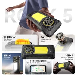 Global version Blackview ROCK 5 Rugged Smartphone Android 16 6.78'' 2.4K Display Camping Lantern 20000mAh 108MP NFC Mobile Phone