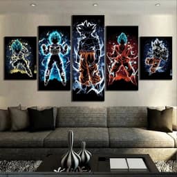 Manga 5 Panels Dragon Ball Goku Super Saiyan Wall Anime Poster Comic Canvas Painting Picture Home Living Room Gift Mural Cudros