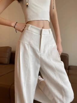 White Ramie Wide-leg Pants Women's Summer Thin High Waist Drape Old Money Style Suit Straight Sub-cotton and Linen Casual Pants