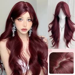 OLACARE Long Body Wave Black Brown Purple Cosplay Wigs Heat Resistant Synthetic Wigs Middle Part Natural Lolita LM Wigs Women