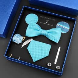 Luxury Neck Tie Set For Men Classic Brand Necktie Bowtie Hanky Cufflinks Floral Brooches Tie Clip Set Wedding Business Box Gift