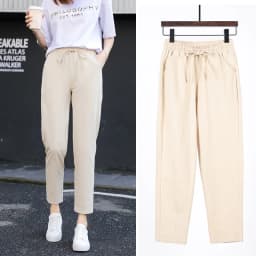 Women Spring Summer Pants Cotton Solid Elastic Waist Candy Colors Harem Trousers Casual Female Pants