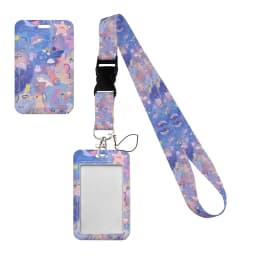 Simple Marble Heart Rainbow Card Holder with Buckle Lovely Hanging Rope ID Pass Hang Accessories Holder Lanyard Passr Case