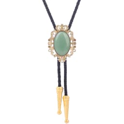 BRONZE GEM Bolo Tie Western Cowboy Opal Rodeo Leather Necktie