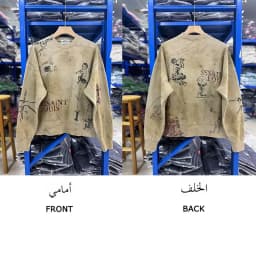 Washed Heavy Duty Spray Dirty Vintage Large Size round Neck Sweatshirt Trendy Casual Loose Fit Long Sleeve Printed Streetwear