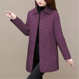 Medium to Long Lightweight Cotton Jacket for Women Autumn Winter Middle-aged Elderly Cotton Jacket for Women Small Cotton Jacket
