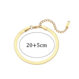 E.B.belle Steel 18k Gold Plated Flat Snake Chain Bracelets Bangles For Women Herringbone Chain Accessories Jewelry Gift