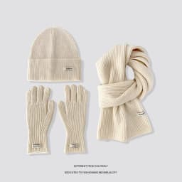 Winter Warm Knitted Hat Scarf Gloves Women's Windproof Adult Three-piece Set Scarves Solid Color Fashion Korean Hats for Women