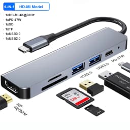 USB C HUB 4K30Hz Docking Station 8-IN-1 USB 3.0 Splitter Type C to RJ45 SD/TF Card Reader for MacBook Notebook Laptop Computer