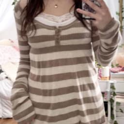Womens Knit Long Sleeve Black White Horizontal Striped Tee Shirt Scoop Neck Casual Fall Fashion Going Out Tops