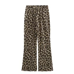 HXAO Elegant Leopard Pants 2025 Women's Spring Vintage Printed Long Trousers Ladies Fashion Casual Office Wide Leg Y2K Pants