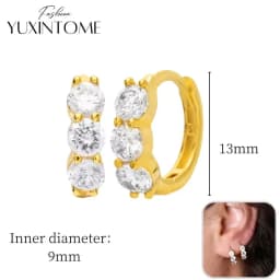 925 Sterling Silver Ear Needle Hoop Earrings Crystal Circle Small Huggie Earrings for Women Simple Females Girls Jewelry