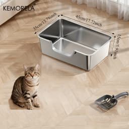 Extra Large Stainless Steel Litter Box, Non-Stick Odor-Free Metal Pan (Easy Clean, Hygienic Tray for Multiple Cats, Small Pets)